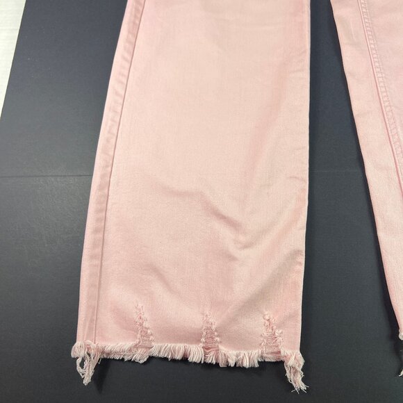 Risen Jeans Women's 32x31* High Rise Wide Leg Pink Stretch Raw Hem Denim Tag 30 - Picture 4 of 16
